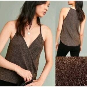 Eri & Ali Anthropologie Encore Shine Metallic Rainbow Sparkle Top 70s Disco XS